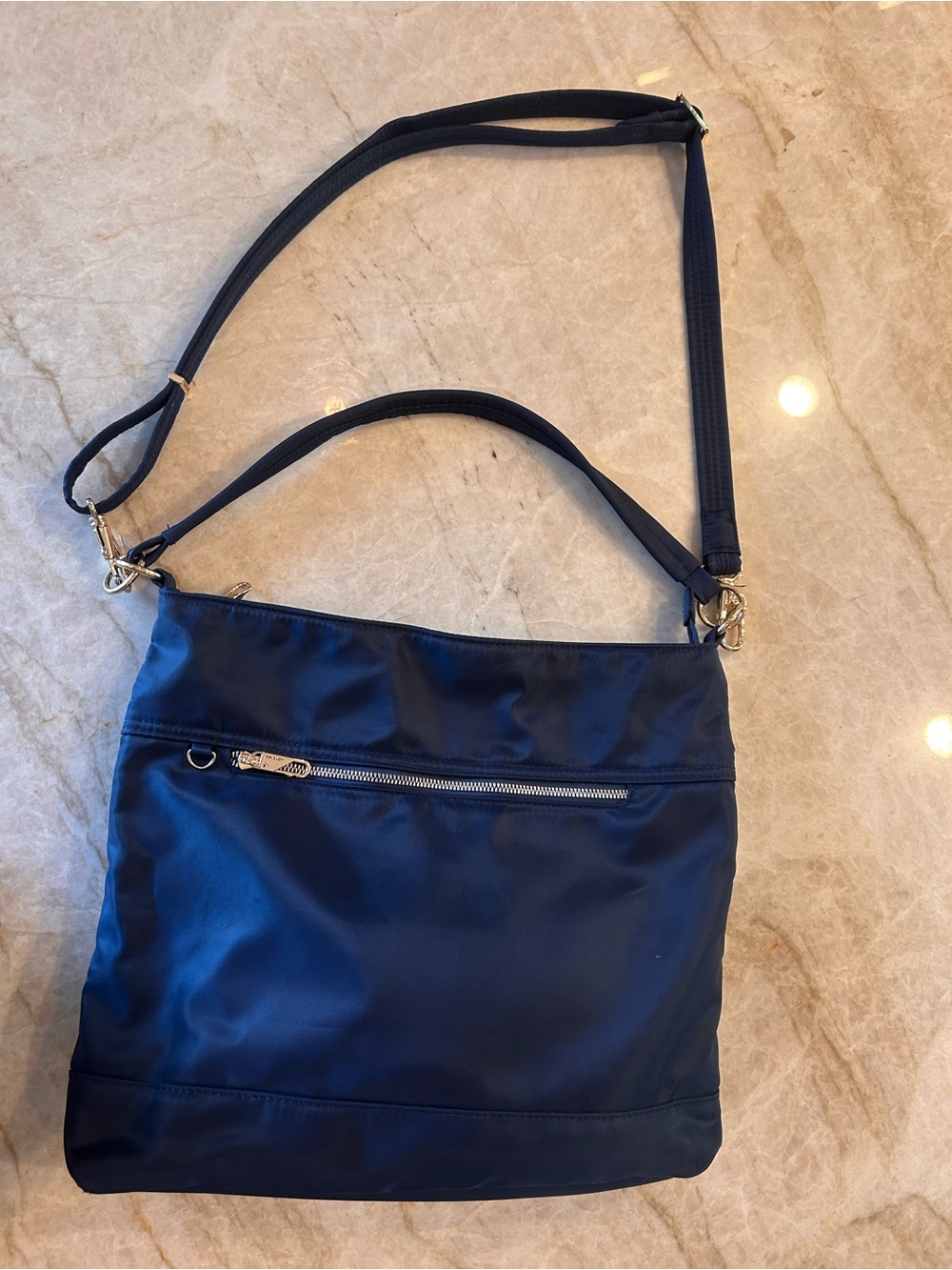 Travelon Anti-Theft RFID Navy Blue Crossbody Travel Bag Hobo Purse Lightweight